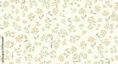 Soft and delicate floral pattern with muted pastel colors for a gentle and natural aesthetic