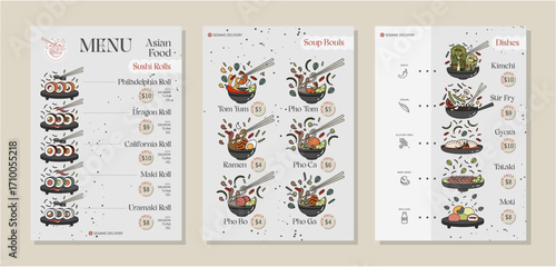 Menu template for asian food restaurant