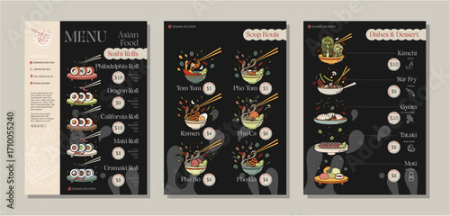 Menu template for asian food restaurant
