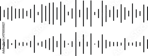 podcast sound wave patterns with varying amplitude bars for audio visualization and media interfaces. Elements for mobile messenger, podcast online radio, music player interface or app. Audio chat spe