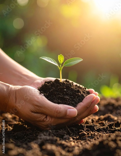 Wallpaper Mural A small plant held in a person's hands Torontodigital.ca