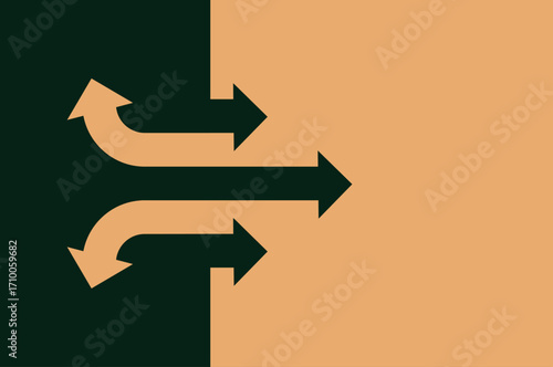 Bidirectional arrow symbol – diverging paths and unified direction, from complexity to clarity.