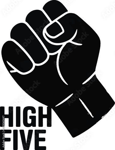 Powerful fist raised in solidarity, symbolizing unity and achievement with a bold graphic style.