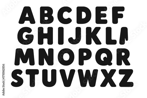 Bold black letters arranged in a stylized layout on a light background, showcasing the English alphabet clearly and effectively
