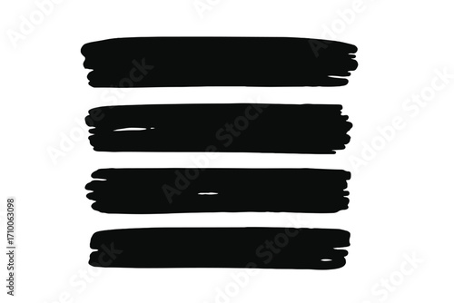 Black brush strokes on a white background create a simple yet bold abstract design that captures attention
