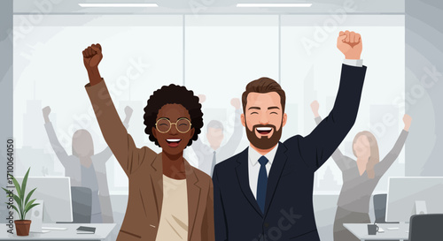 Happy Business Colleagues Celebrating Success.