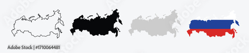 Russia map vector set. russia map flag icons collection. Map of Russia with the National Flag.

