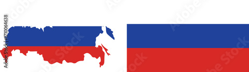   Map of Russia with the National Flag. National flag or russia map.
