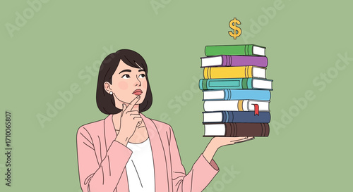 woman contemplating the value of education.