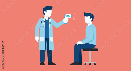 Doctor using a thermometer to check patients temperature.
