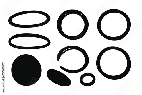Various shapes in black color showcasing different sizes, forms, and designs for creative projects