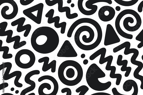 Bold black and white abstract patterns with dynamic shapes and lines for creative design inspiration