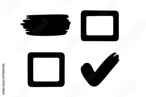 Squares and check marks in black create a simple yet striking design for graphic elements in art or digital media