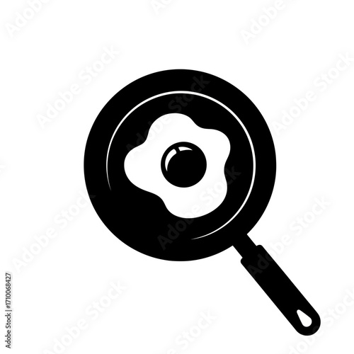 Cracked egg in a fry pan vector illustration