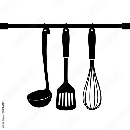 kitchen utensils on white background