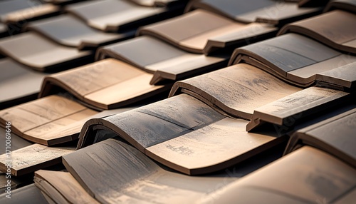 Close-up of patterned roof tiles