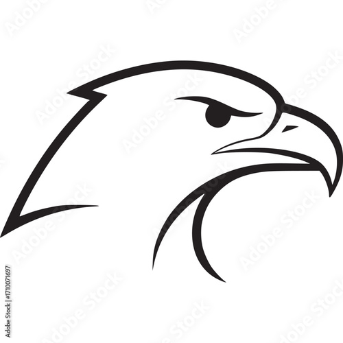 Stylized eagle head outline isolated on white background