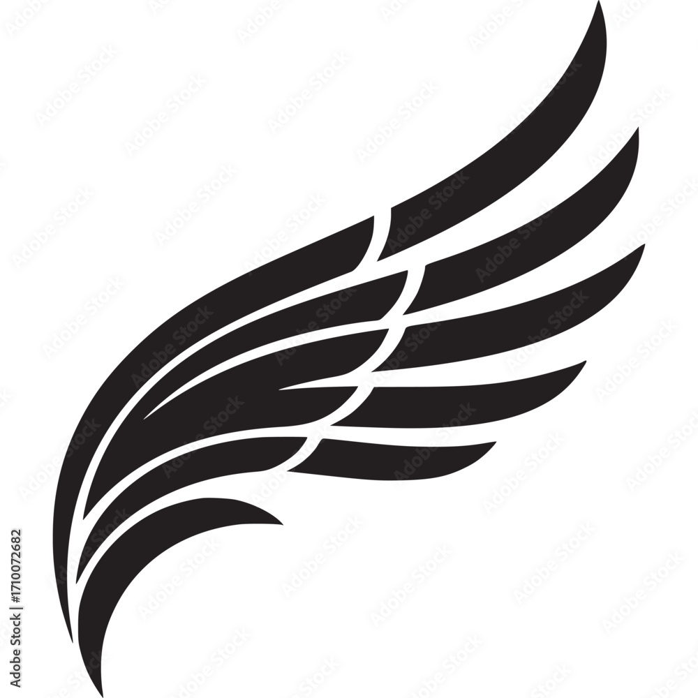 Fototapeta premium Single black wing isolated on white background