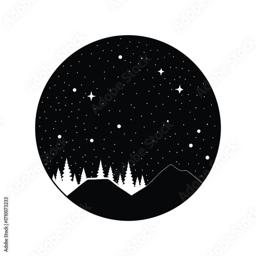 Starry Night Sky Silhouette