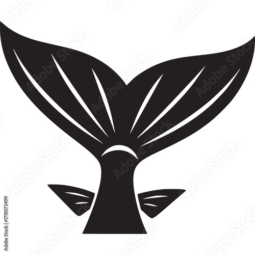 Black mermaid tail silhouette isolated on white background