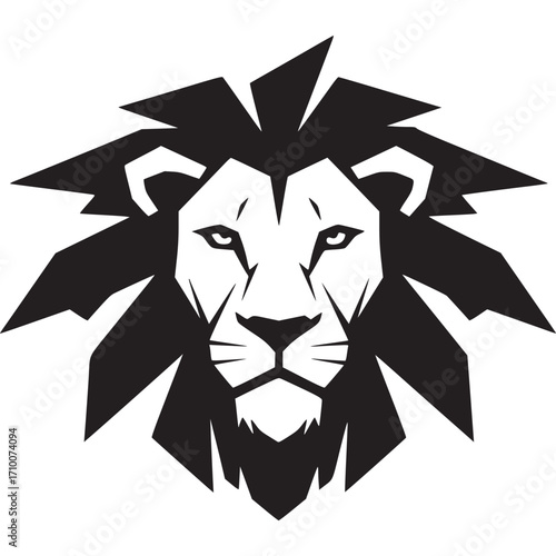 Sharp geometric lion face logo isolated on white background