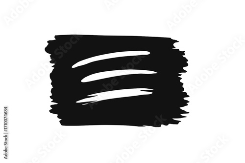 Brush strokes in black and white create an abstract design full of texture and movement, captured on a plain background