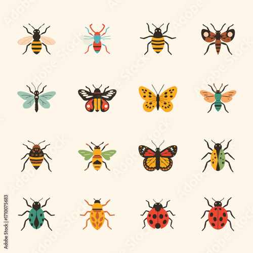 Adobe Illustrator Artwork Diverse illustrations of beetles and moths suitable for nature books, educational materials, or insectthemed design projects, for variety.
