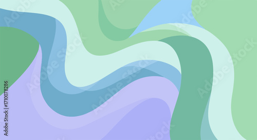 Abstract swirl background featuring fluid design with soft color palette. Abstract swirl softly merges light green, pale blue, and gentle lavender creating relaxing blend.