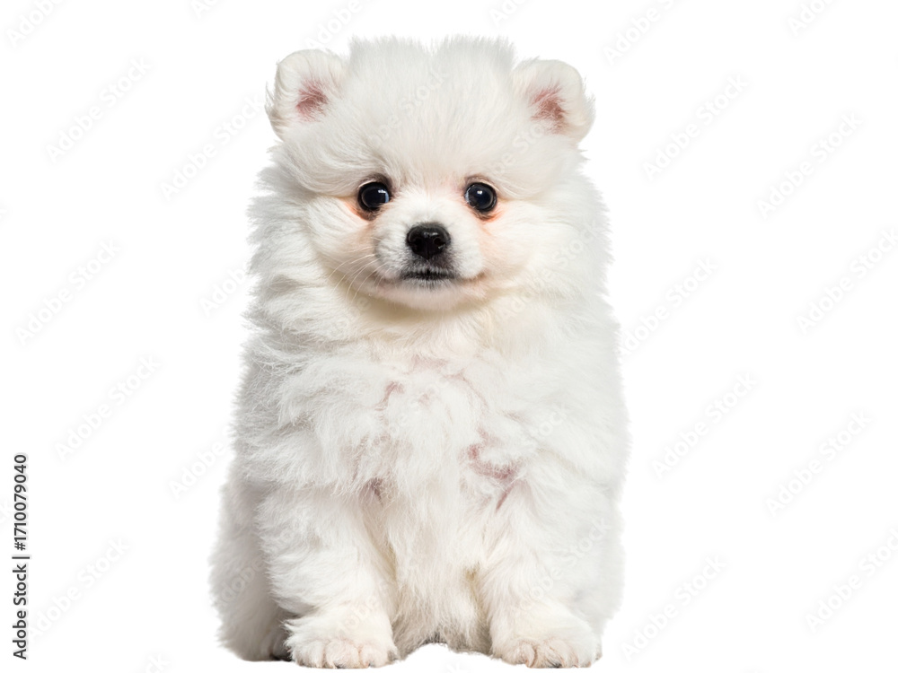 Fototapeta premium White Pomeranian and Chihuahua puppies isolated on white background