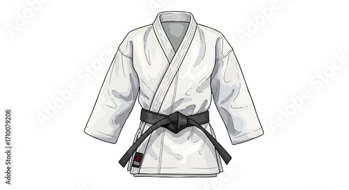 Martial arts uniform for training and competition, presenting karate gi with black belt. Authentic karate gi is essential attire for dedicated martial artists,