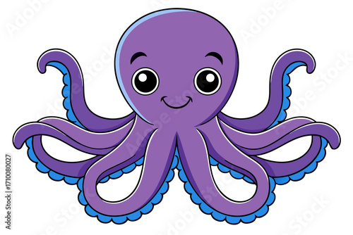 set of funny octopus