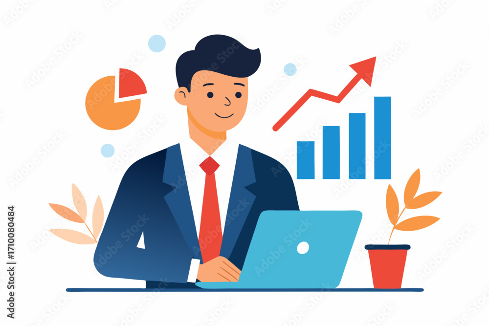 Fototapeta premium businessman with laptop