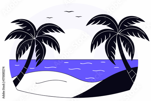 tropical island with palm trees