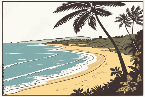 beach with palm trees