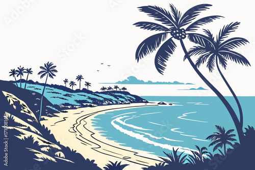 tropical beach with palm trees