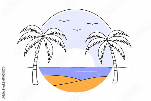 tropical island with palm trees