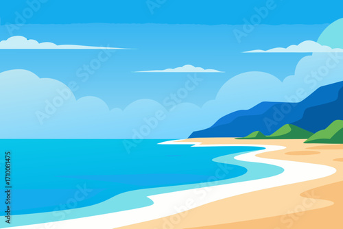 tropical beach with blue sky