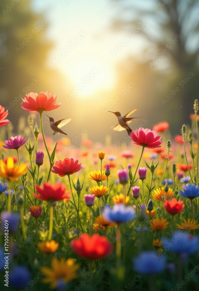 Obraz premium Vibrant Blossoming Wildflowers in Colorful Meadow Setting Nature Beauty Radiant Spring