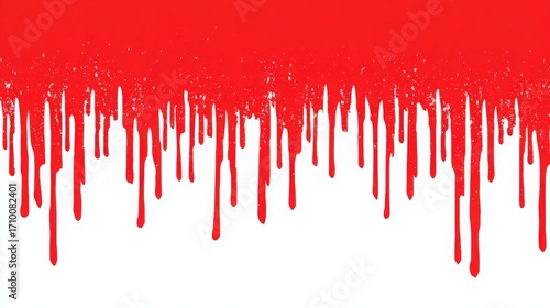Vibrant red paint drips create a striking and bold artistic backdrop with a sense of drama.