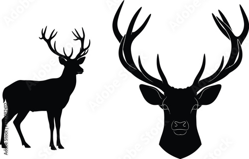 Deer silhouette vector illustration animal wildlife design