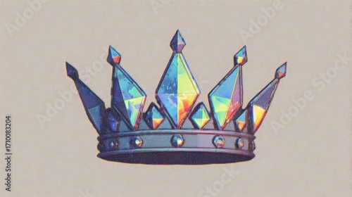 A stunning, colorful crown adorned with vibrant jewels and a metallic finish, symbolizing royalty and glory.