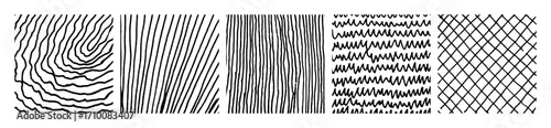 Set of monochrome hand-drawn crosshatch textures