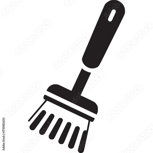 Black silhouette of a cleaning brush isolated on white background
