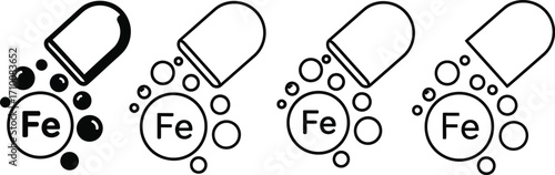 Iron supplement capsule pills fe mineral health nutrition concept