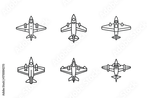  antique fighter plane line art vector illustration