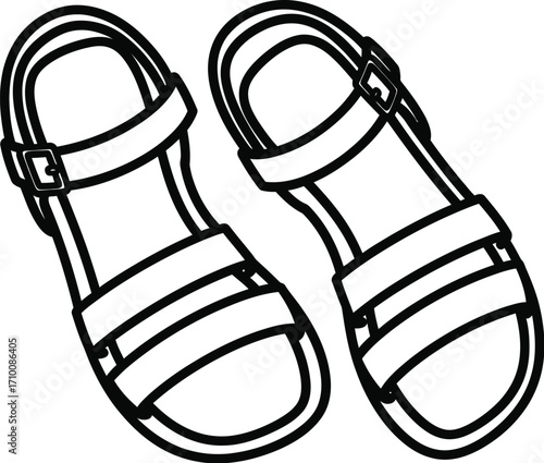 Outline drawing of summer sandals footwear fashion accessory