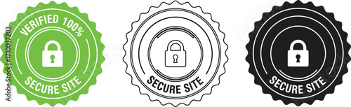 Secure website verified badge vector security padlock icon set