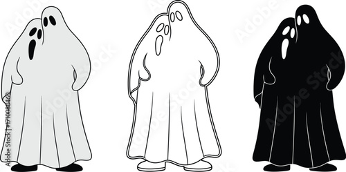 Halloween ghost vector illustration spooky ghost silhouettes