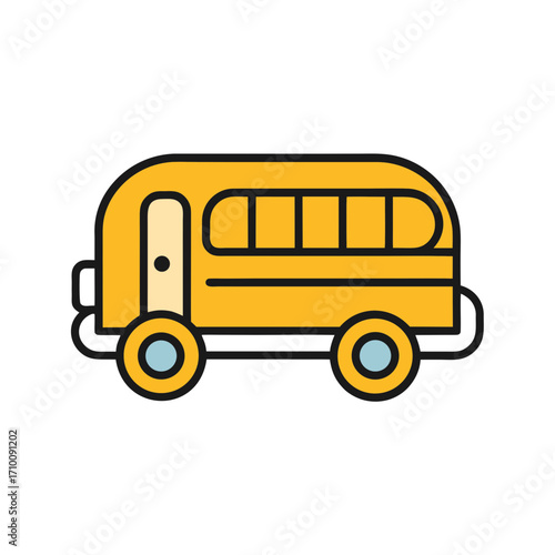 school bus filled line icon doodle style vector 