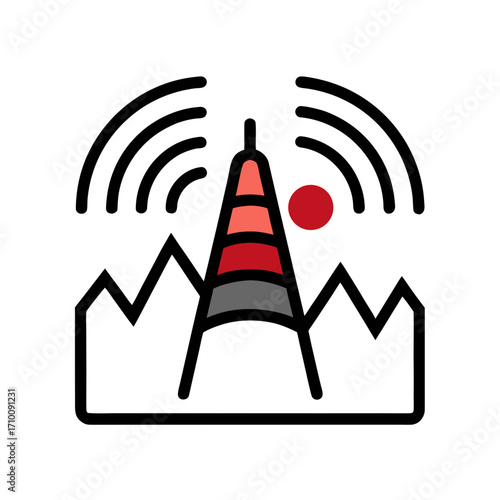 seismic monitoring tool icon doodle style vector 